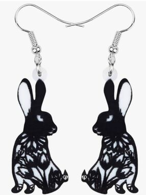 Black & White Rabbit Dangle Earrings - Women Jewelry